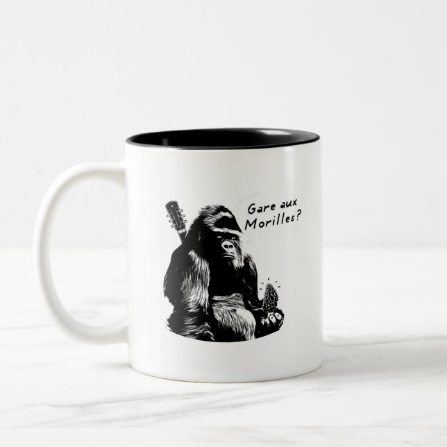 GARE AUX MORILLES ? (Gorille, musique) Zweifarbige Tasse (Links)