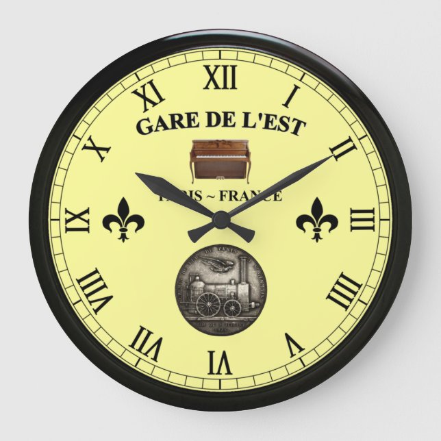 Gare de L'Est ~ Paris Frankreich ~ Klavier im Frei Große Wanduhr (Vorderseite)