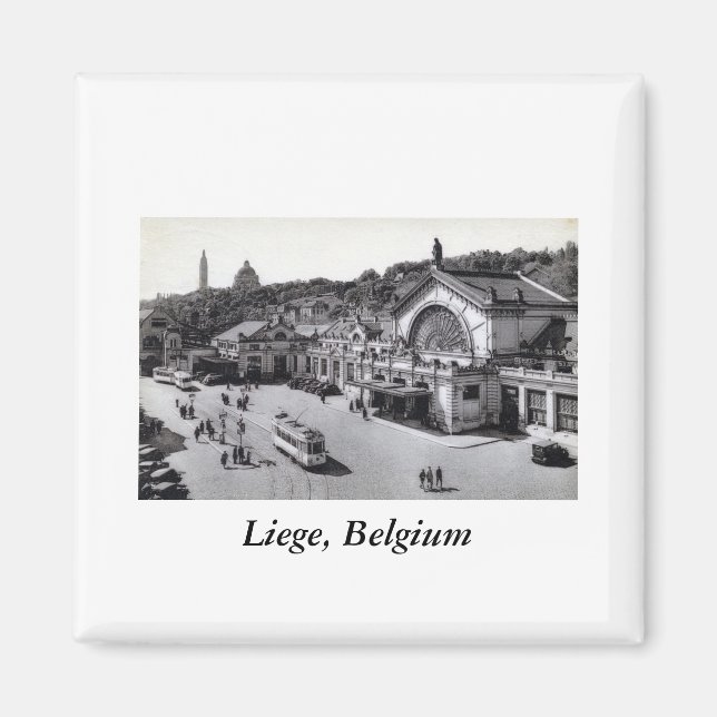Gare des Guillemins, Lüttich Belgien Vintag Magnet (Vorne)