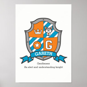 Gareth boys G name bedeutet orange Wappen Poster