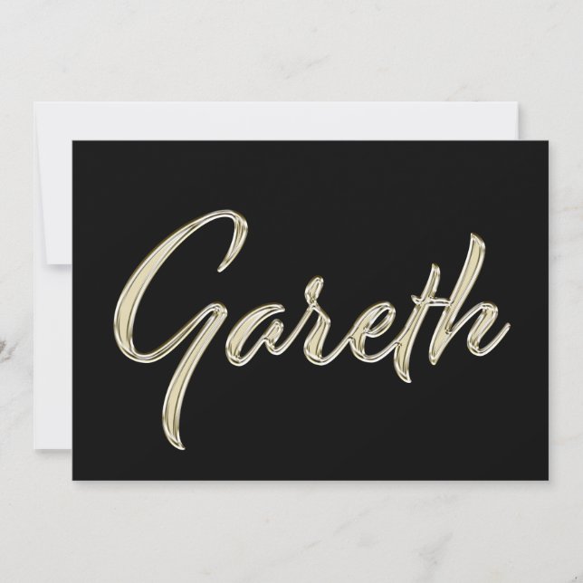Gareth Name white gold Handwriting Karte (Vorderseite)