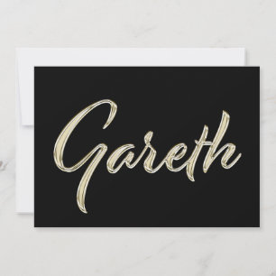 Gareth Name white gold Handwriting Karte