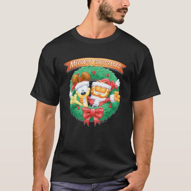 Garfield Meow y Christmas  T-Shirt (Vorderseite)