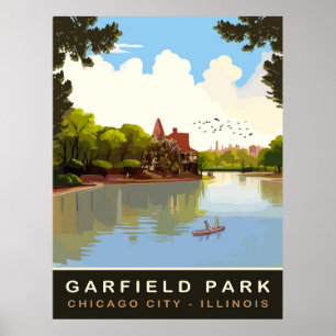 Garfield Park, Chicago, Illinois, Vintage Reise Poster