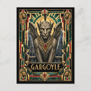 Gargoyle, Art Deco Mythisch Postkarte