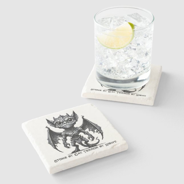 Gargoyle Demon Stone Magnet Steinuntersetzer (Seitenansicht)