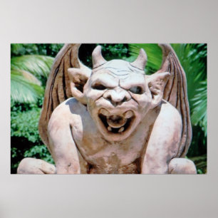 Gargoyle In Garden Poster