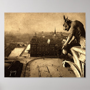 Gargoyle Notre Dame, Paris Frankreich 1912 Vintage Poster