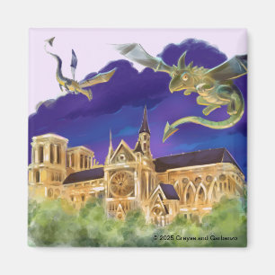 Gargoyle Notre Dame - Paris Quadrat Magnet 2"