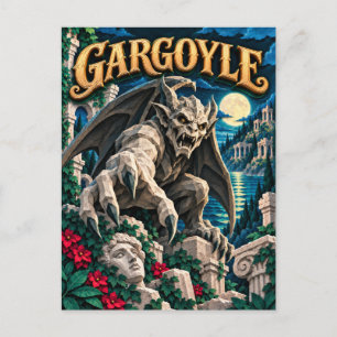 Gargoyle, Papier-Schnitt-Monster Postkarte