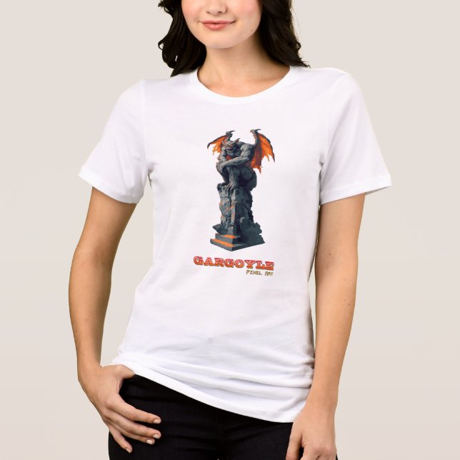 Gargoyle Pixel Art Tri-Blend Shirt (Vorderseite)