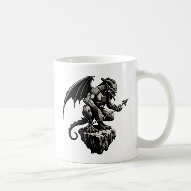 Gargoyle sitzt auf einem Felsen Kaffeetasse (Rechts)