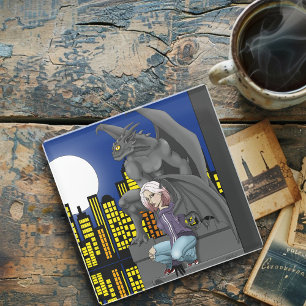Gargoyle-Stadtlandschaft in urbaner Fantasy Glasuntersetzer