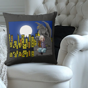 Gargoyle-Stadtlandschaft in urbaner Fantasy Kissen