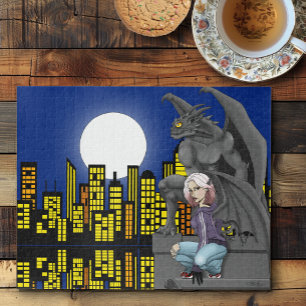 Gargoyle-Stadtlandschaft in urbaner Fantasy Puzzle