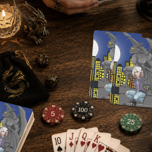 Gargoyle-Stadtlandschaft in urbaner Fantasy Spielkarten