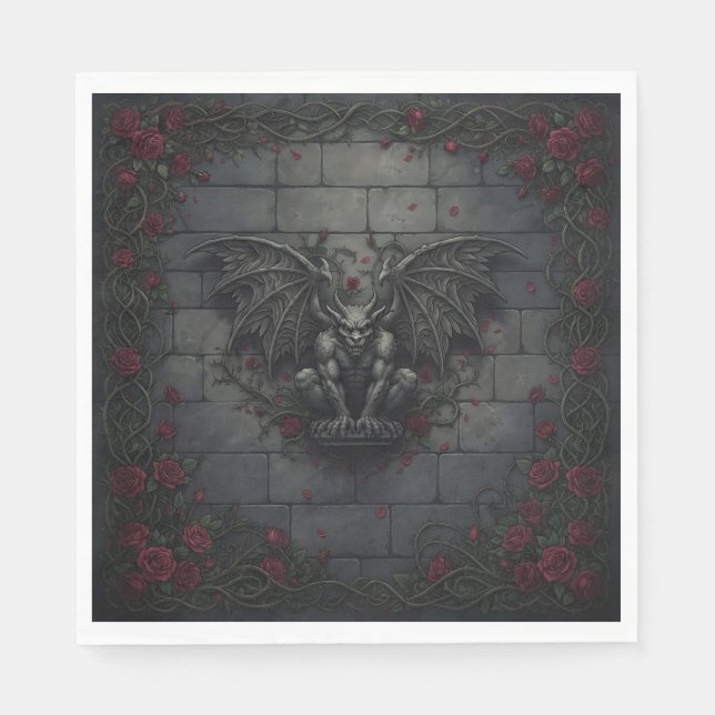 Gargoyle und Rosen Serviette (Vorderseite)