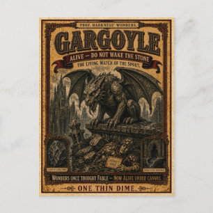 Gargoyle, Vintage Zirkusmonster Postkarte