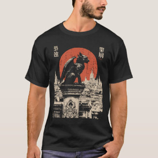 Gargoyle-Wächter gothische Stadtlandschaft mit rot T-Shirt
