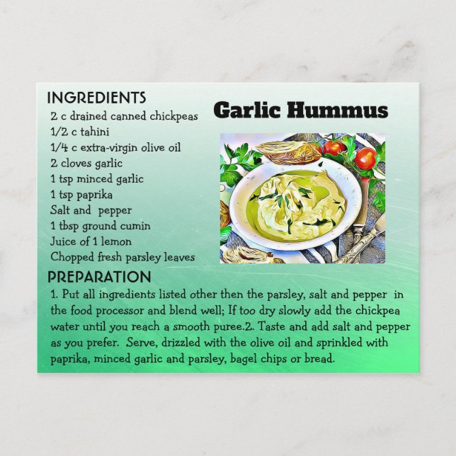 Garhile Hummus Rezept Postkarte (Vorderseite)