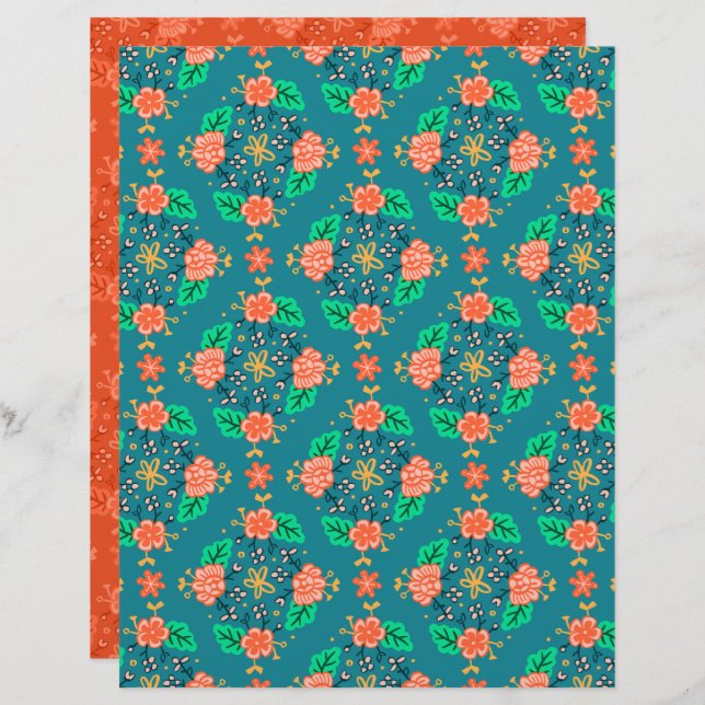 Garland Blue Scrapbook Paper (Vorne/Hinten)