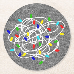 Garland Christmas Lights-87878W Runder Pappuntersetzer