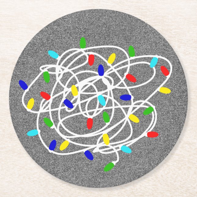 Garland Christmas Lights-87878W Runder Pappuntersetzer (Vorderseite)