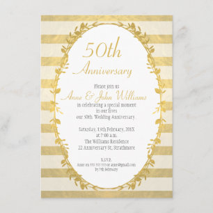 Garland Faux Gold 50. Hochzeitstag Einladung