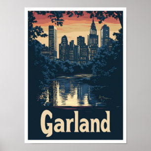 Garland Texas USA Art Vintage Travel Illustration Poster
