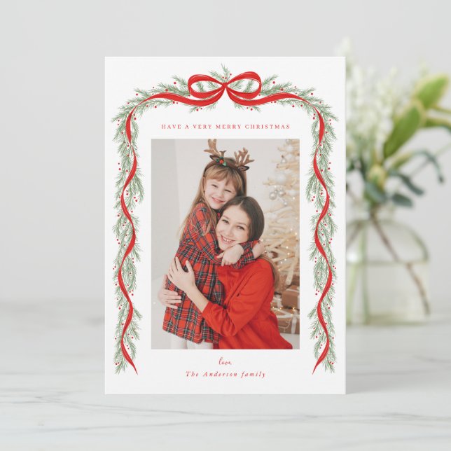 Garland with a bow karte (Stehend Vorderseite)