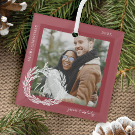 Garland Wreath Couple Monogram Foto Christmas Ornament Aus Glas