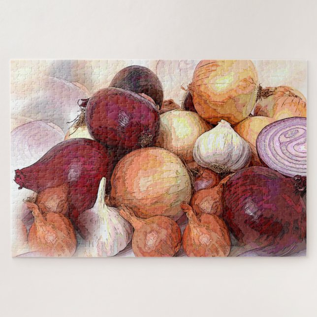 Garlic and Onions Classic Kitchen Art Puzzle (Horizontal)