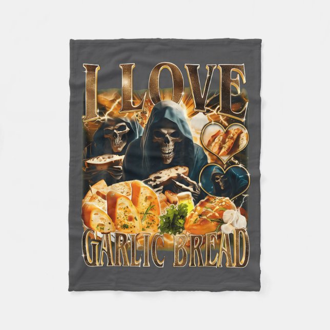 Garlic Bread Food Lover Funny Skeleton Meme Humor  Fleecedecke (Vorderseite)