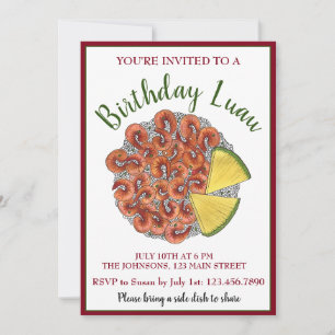 Garlic Shrimps Ananas Hawaiian Island Food Luau Einladung