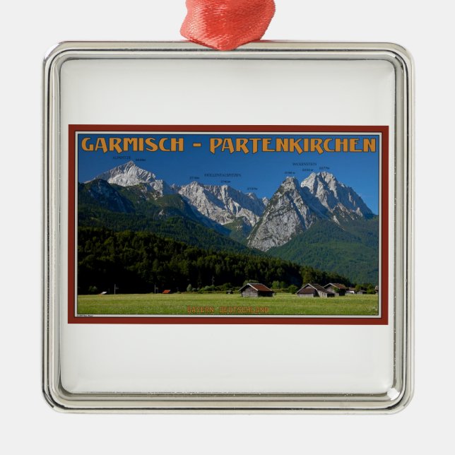 Garmisch - das Zugspitze und das Alpspitze Silbernes Ornament (Vorne)