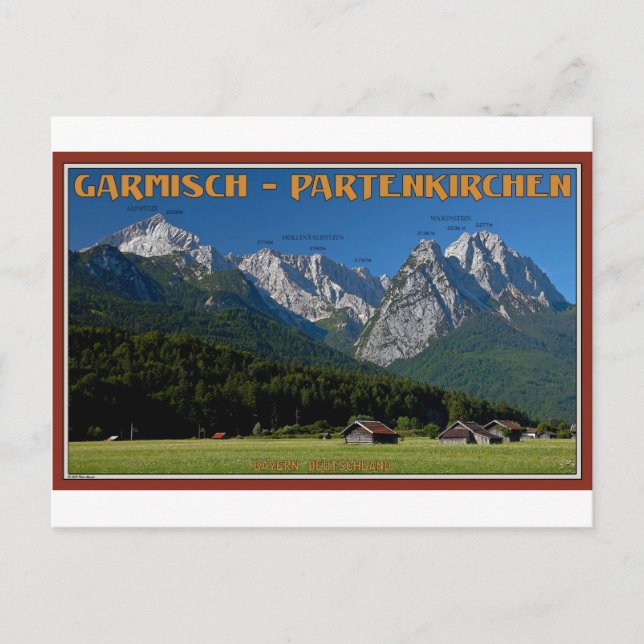 Garmisch - Die Zugspitze und die Alpspitze Postkarte (Vorderseite)