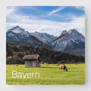 Garmisch Partenkirchen Alpen Bayern Deutschland Quadratische Wanduhr