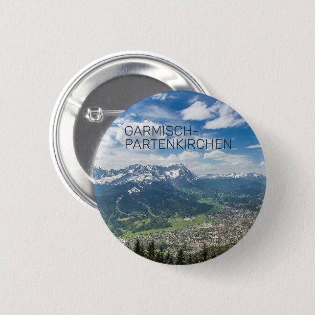 Garmisch-Partenkirchen Bavaria Alps Panorama Gesch Button (Vorne & Hinten)