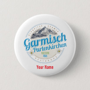 Garmisch Partenkirchen Bayern Vintage Alpen Button