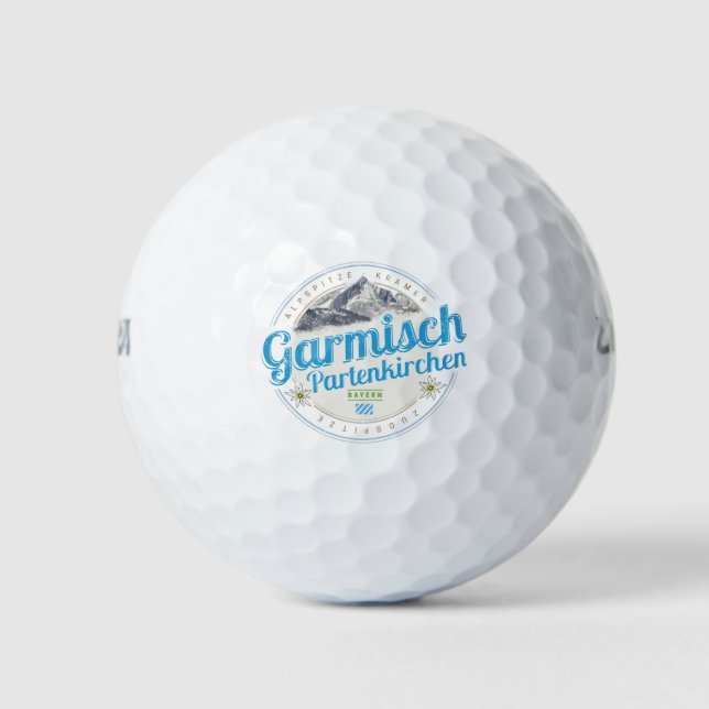 Garmisch Partenkirchen Bayern Vintage Alpen Golfball (Vorderseite)