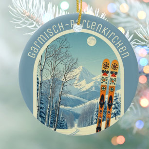 Garmisch-Partenkirchen Deutschland Ski-Souvenir Keramik Ornament