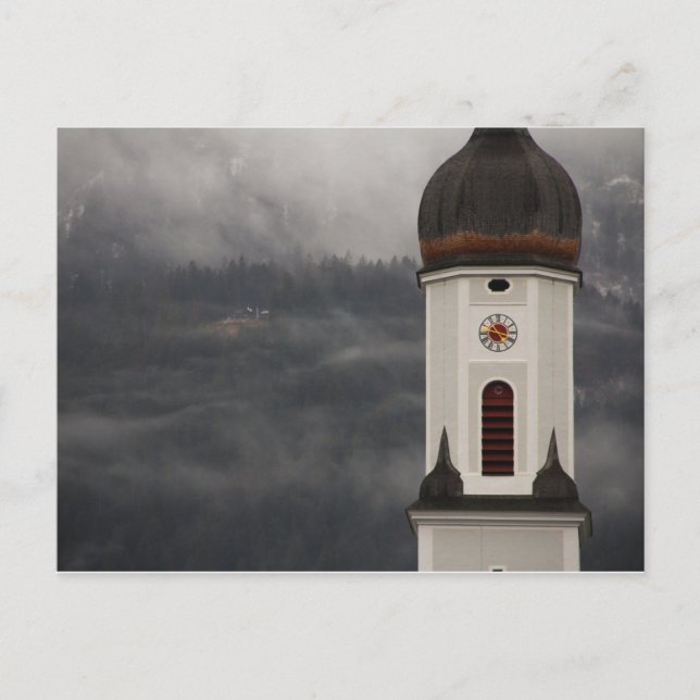 Garmisch-Partenkirchen-Nebel Postkarte (Vorderseite)