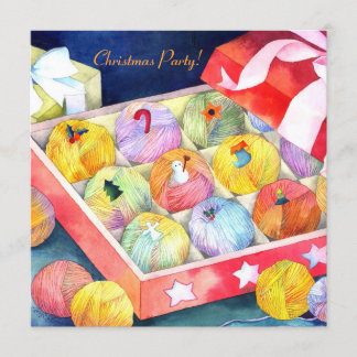 Garn-Ball-Geschenkboxen-WeihnachtsParty Einladung