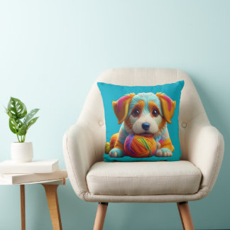 Garn-Puppy Farbiger Hund aus Garn Kissen