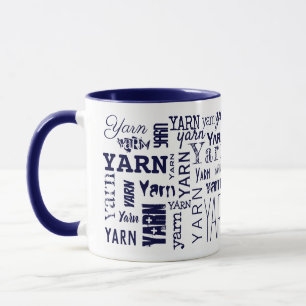 GARN! Typografie Blue Knitting Crochet Tasse