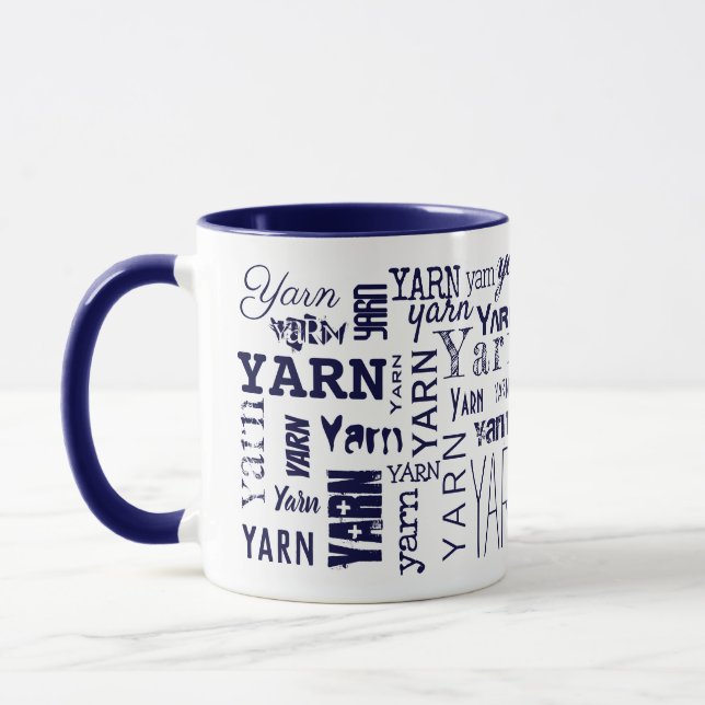 GARN! Typografie Blue Knitting Crochet  Tasse (Links)