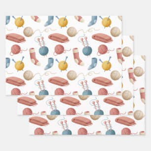 Garne aus Cartoon, Decken und Socken Geschenkpapier Set