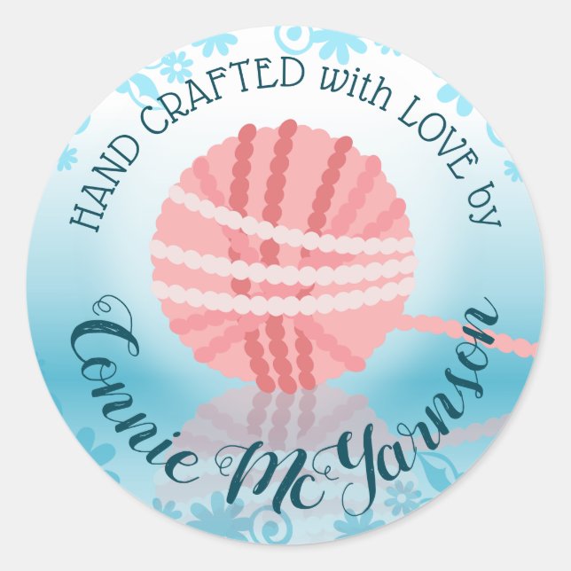 Garne aus Strickfaser, handgefertigt mit Aufkleber (Vorderseite)