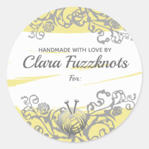 Garne aus Stricknadeln, handgefertigt mit Liebe-Au Runder Aufkleber