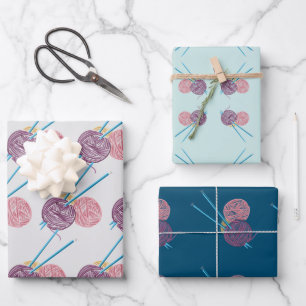 Garne und Nadelwackelpapier Flachblatt Set 3 Geschenkpapier Set